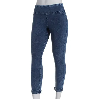 Womens Andrew Marc Spot Crop Knit Denim Cuffed Leggings