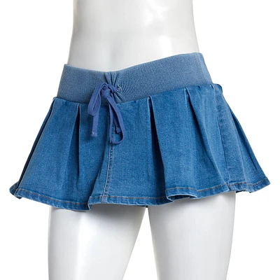 Juniors Almost Famous(tm) Cara Pleated Denim Skort