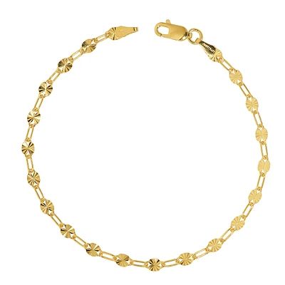 Danecraft Diamond Cut Disc & Oval Link Chain Bracelet