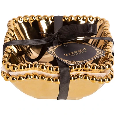 Home Essentials 5in. Gold Bead Square Tidbit Bowl - Set of 2