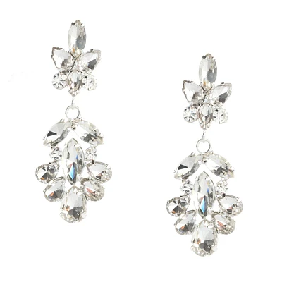 Rosa Rhinestones Clear Rhinestone Medallion Drop Earrings