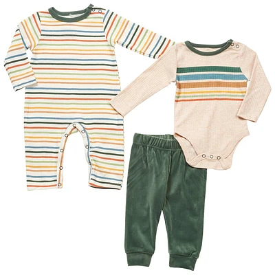 Baby Unisex (NB-9M) Mini Bean(R) 3pc. Stripe Jumpsuit & Pants Set