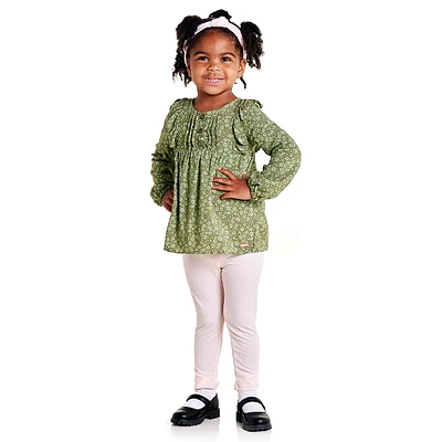 Toddler Girl Kensie Girl Floral Pintuck Ruffle Top & Leggings Set