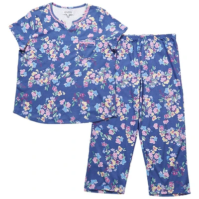 Petite Karen Neuburger Short Sleeve Floral Capri Pajama Set