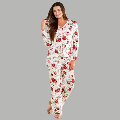 Petite Karen Neuburger Long Sleeve Rose Bush Pajama Set