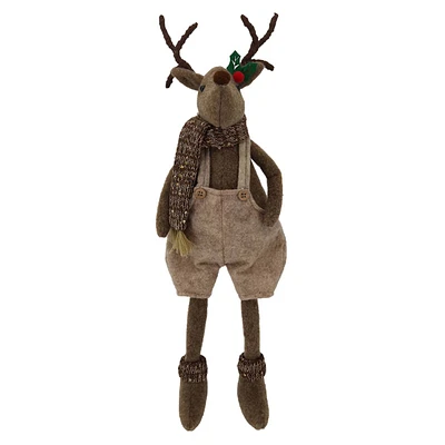 Plush Sitting Deer with Bib Overalls