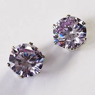 Lavender CZ set in Silver Stud Earrings