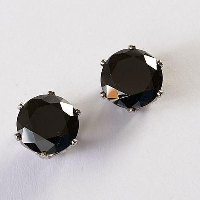 Black CZ Silver Plated Stud Earrings