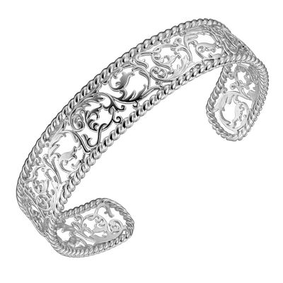 Sterling Silver Caged Filigree Cuff Bracelet