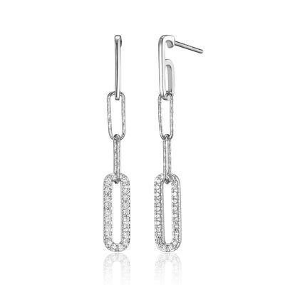 Forever Facets Sterling Silver Post Drop Earrings