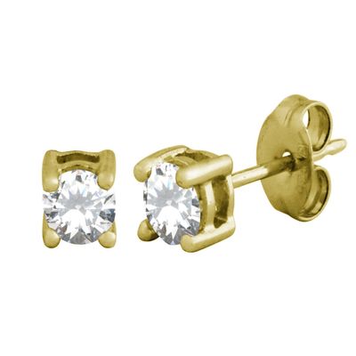 18kt. Gold Plated/Sterling Silver CZ Stud Earrings