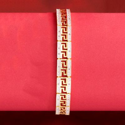 Gianni Argento Gold 1/4ctw. Diamond Accent Greek Key Bracelet