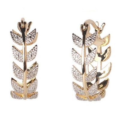 Gianni Argento Gold over Silver Leaf Hoop Earrings