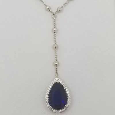 Gemstone & CZ Pear Y-Necklace