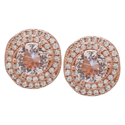 Morganite Rose Gold Plated Love Knot Stud Earrings