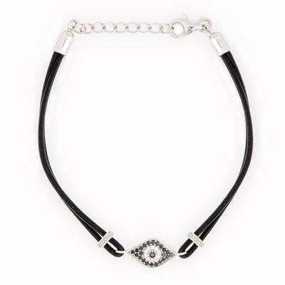 Black CZ Evil Eye Cord Bracelet