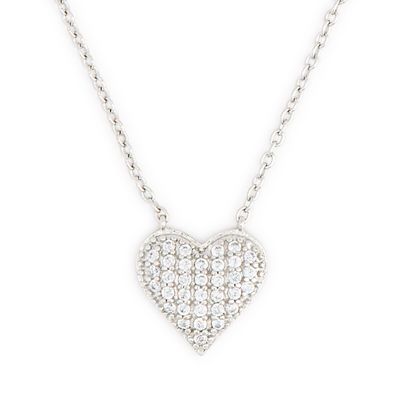 Sterling Silver CZ Pave Heart Pendant