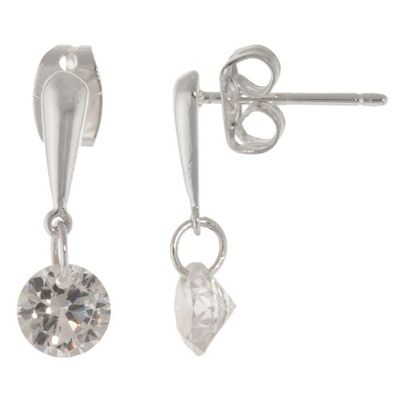 Athra Fine Silver Plated CZ Drop Post Earrings