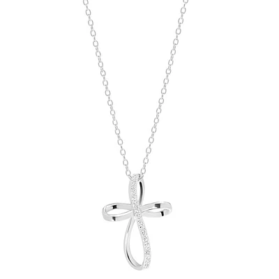 Athra Sterling Silver & CZ Cross Pendant Necklace