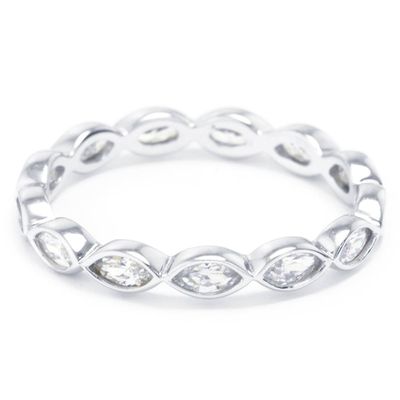 Athra Sterling Silver Marquise CZ Band Ring