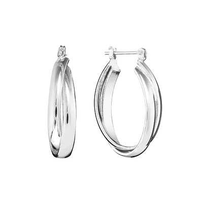 22mm Silver Plated Criss-Cross Hoop Earrings