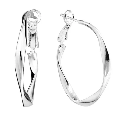 Athra Fine Silver Plated Twisted Hoop Earrings