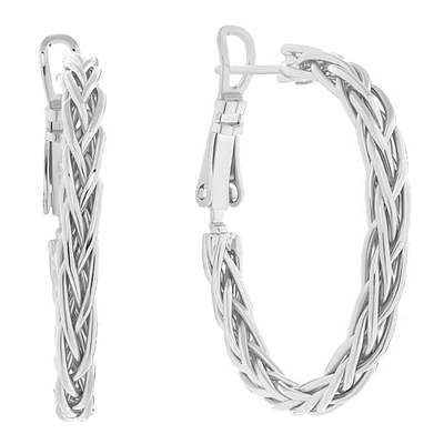 Fine Silver Plated 30mm Braided Hoop Earrings