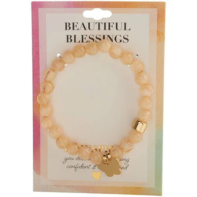 Beautiful Blessings Stretch Pearl Beaded Butterfly Charm Bracelet