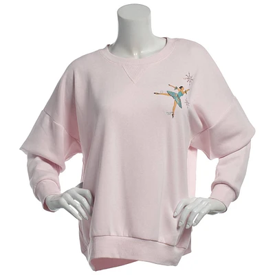 Womens Tru Self Long Sleeve Ballerina V-Notch Neck Sweatshirt