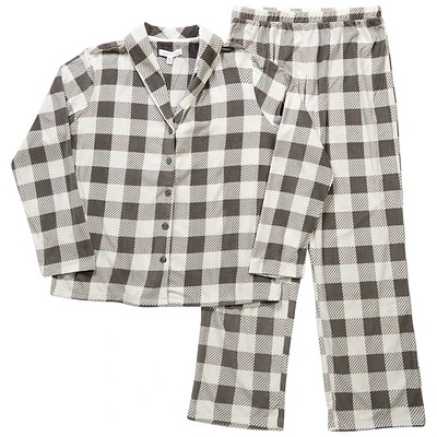 Womens Carole Hochman Folded Plaid Fleece Collar Pajama Set