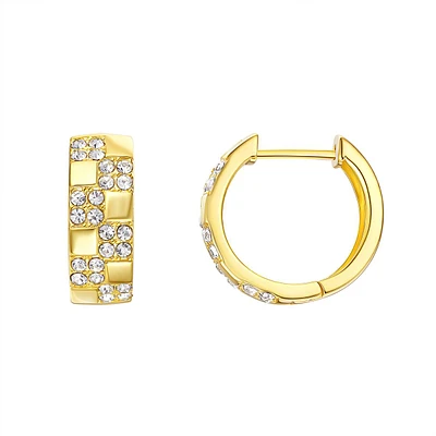 14kt. Gold Plated Crystal Checkerboard Hoop Earrings