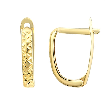 Candela 14kt. Diamond-Cut Oval Huggie Hoop Earrings