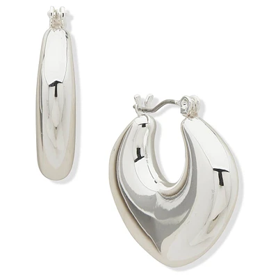 Nine West Silver-Tone Thick Click-Top Hoop Earrings