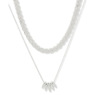 Nine West Silver-Tone 2-Row Chain & Pendant Necklace