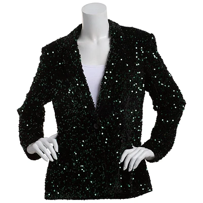 Womens Nanette Lepore One Button Sequin Blazer