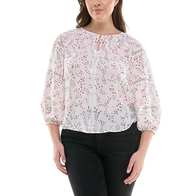 Womens Zac & Rachel 3/4 Sleeve Mini Heart Blouse