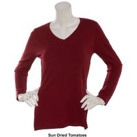 Womens Zac & Rachel Long Sleeve V-Neck Solid Pullover Top