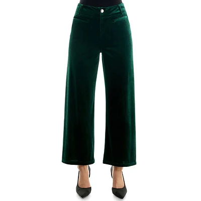 Womens Nicole Miller Pull-On Velvet Wide Leg Pants