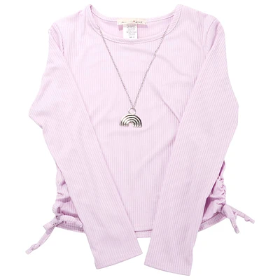 Girls (7-12) Dream Girl Rainbow Necklace Side Ruched Top