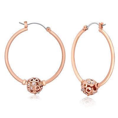 GUESS Rose Gold-Tone Fireball Hoop Earrings