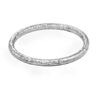 8in. Sterling Silver Hammered Bangle Bracelet