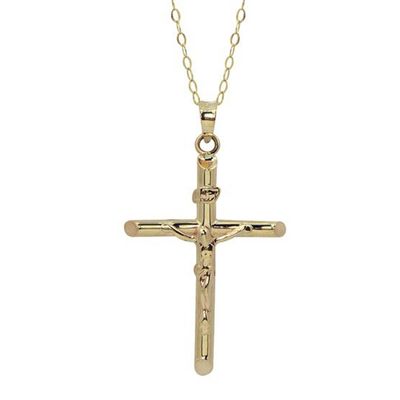 10kt. Yellow Gold Crucifix Pendant with Cable Chain