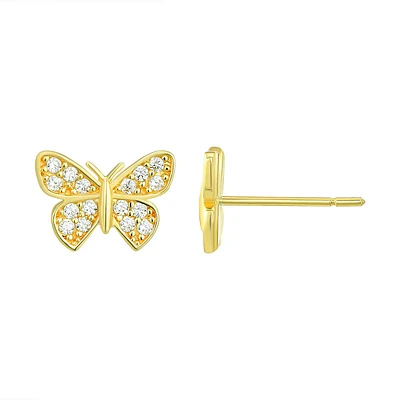 10kt. CZ Butterfly Stud Earrings