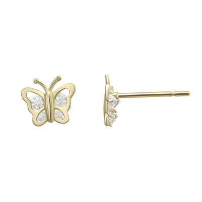 10kt. Gold Butterfly with CZ Stud Earrings