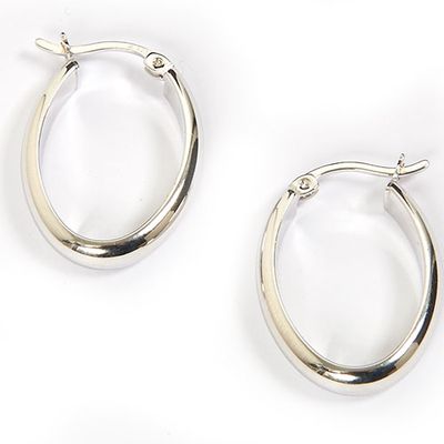 Sterling Silver Polished Oval Hoop Earrings