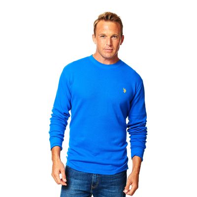 Mens U.S. Polo Assn.(R) Solid Crew Neck Waffle Knit Thermal