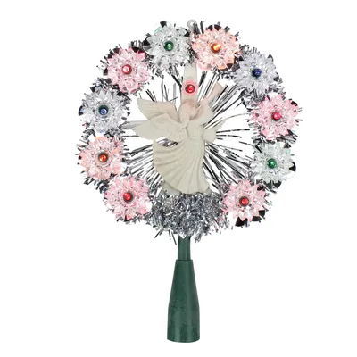 Northlight Seasonal Silver Tinsel Wreath with Angel Tree Topper