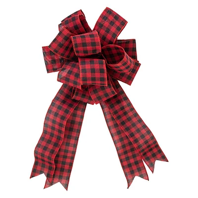 Northlight Seasonal 19in. Buffalo Plaid Christmas Bow Tree Topper