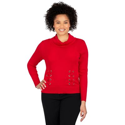 Womens Emaline Manitoba Long Sleeve Sweater with Front Lacing