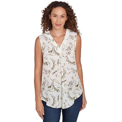 Womens Emaline Key Largo Sleeveless Leaf Blouse